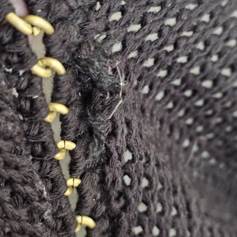 Love Stitch Net Weave Crotchet Sweater Black Size S - Picture 4 of 13